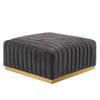 Conjure Channel Tufted Performance Velvet Ottoman - No Shipping Charges