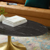 Modway Lippa Oval 48’’ Artificial Marble Mid-Century Modern Coffee Table Gold Black MDY-EEI-5523-GLD-BLK