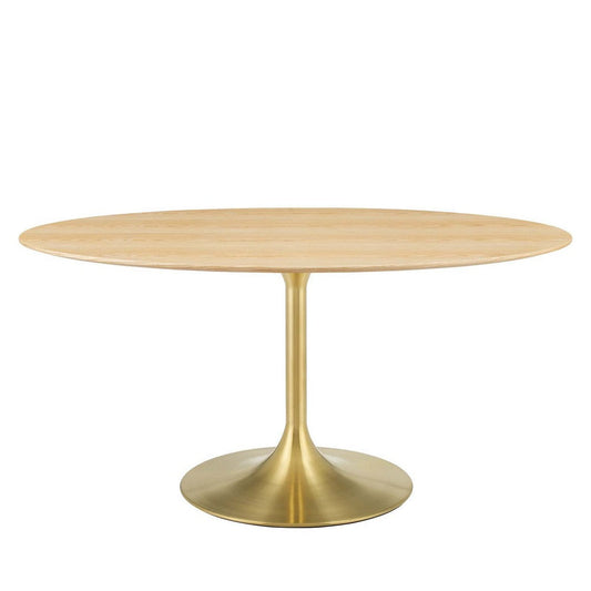 Modway Lippa Dining Table, 60", Gold Natural