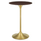 Modway Lippa Bar Table, 28 Inch, Gold Cherry Walnut