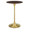 Modway Lippa Bar Table, 28 Inch, Gold Cherry Walnut