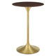 Modway Lippa Bar Table, 28 Inch, Gold Cherry Walnut