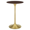 Modway Lippa Bar Table, 28 Inch, Gold Cherry Walnut