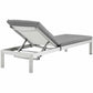 Modway Shore Aluminum Outdoor Patio Chaise Poolside Lounge Chair with Cushion Gray MDY-EEI-5547-SLV-GRY