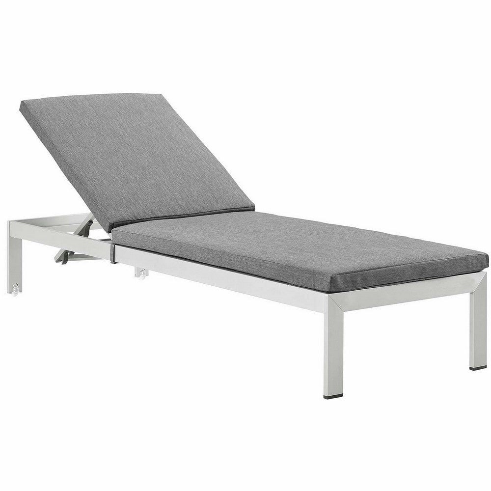 Modway Shore Aluminum Outdoor Patio Chaise Poolside Lounge Chair with Cushion, Gray