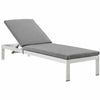 Modway Shore Aluminum Outdoor Patio Chaise Poolside Lounge Chair with Cushion, Gray