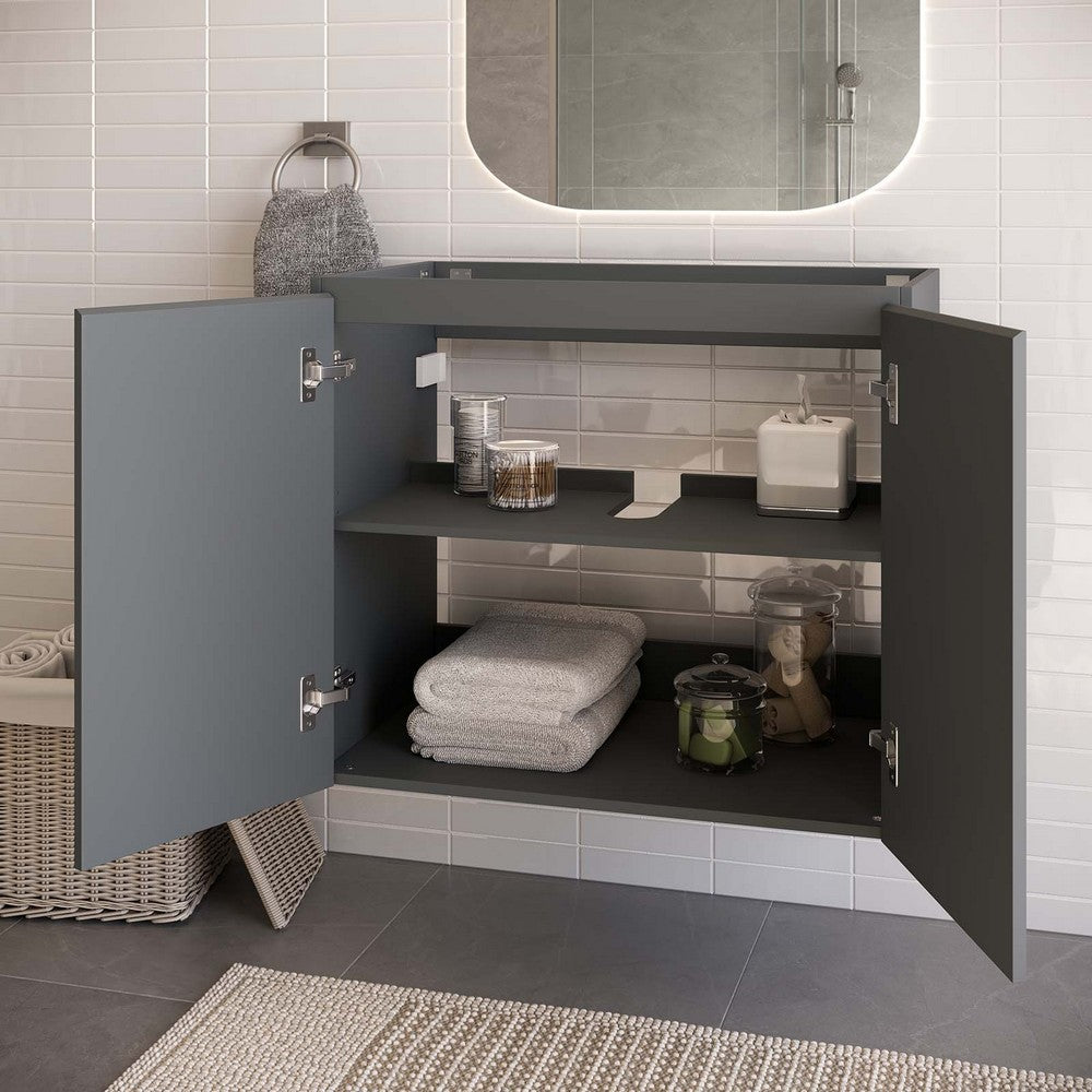 Bryn 30" Wall-Mount Bathroom Vanity (Sink Basin Not Included) by Modway| Gray