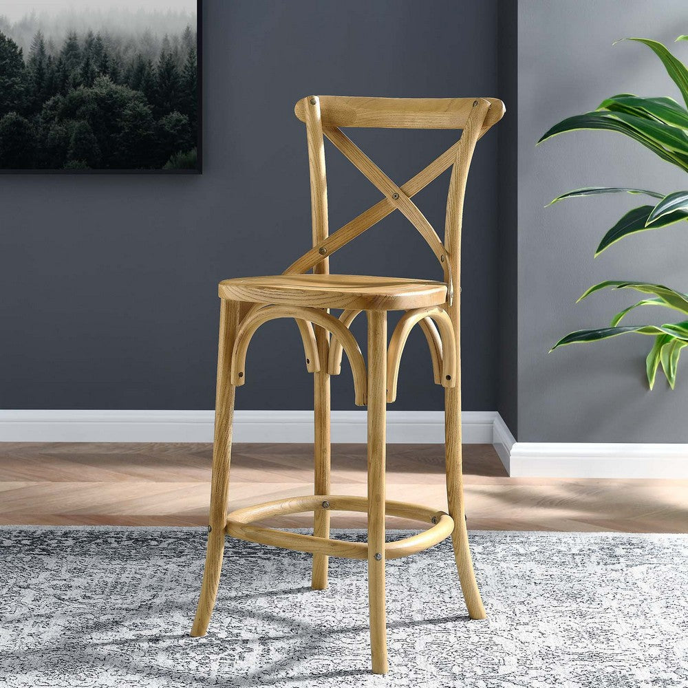 Modway Gear Counter Stool in Natural 19 x 17.5 x 39.5