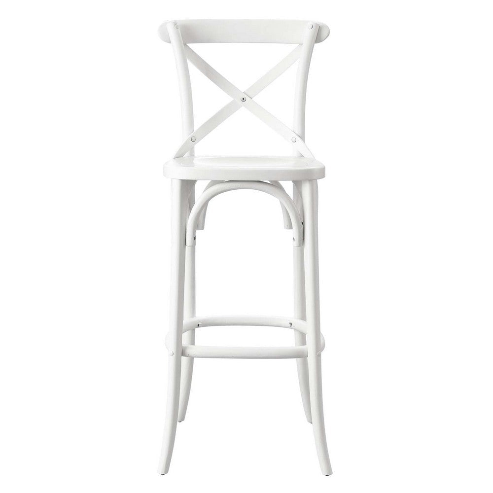 Modway Gear X-Back Wood Bar Stool in White MDY-EEI-5563-WHI