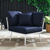 Modway Stance Outdoor Patio Woven Rope Aluminum Sectional Sofa Corner Chair White Navy MDY-EEI-5567-WHI-NAV