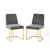 Modway Amplify Dining Chair, Set of 2, Gold Gray