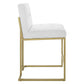 Modway EEI-5571-GLD-WHI Privy Counter Stool Upholstered Fabric Set of 2 Gold White MDY-EEI-5571-GLD-WHI