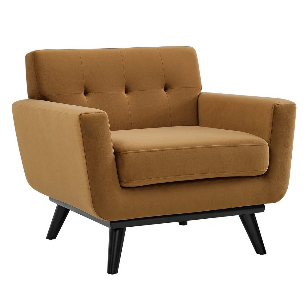 Engage Performance Velvet Armchair by Modway| Brown