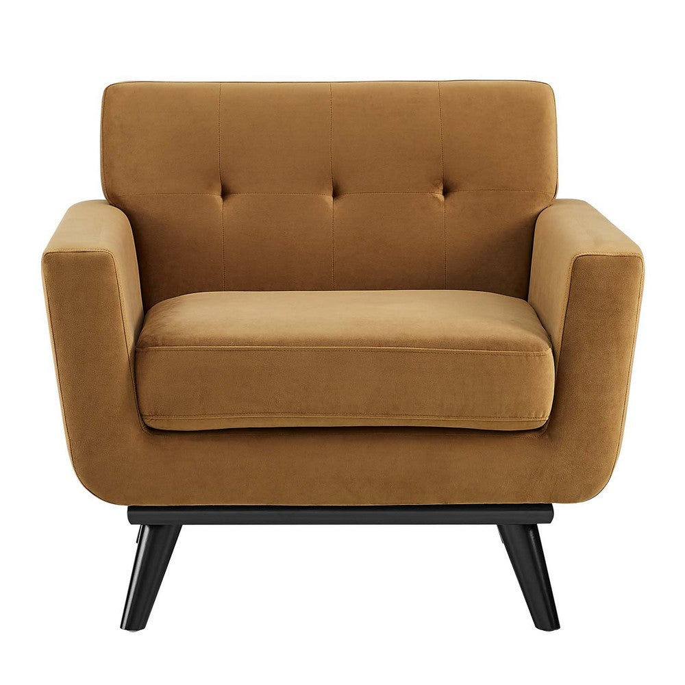 Engage Performance Velvet Armchair by Modway| Brown