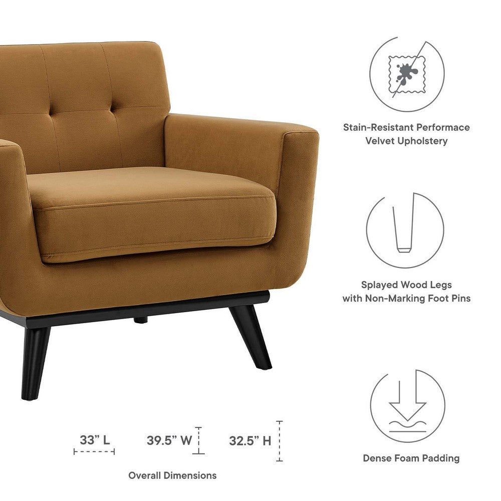 Engage Performance Velvet Armchair by Modway| Brown