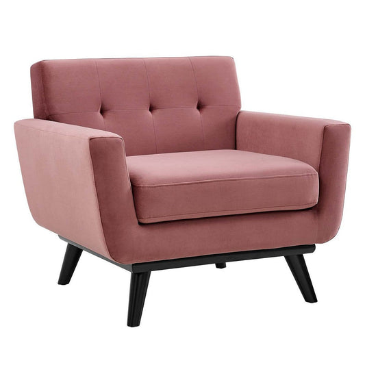 Modway Engage Performance Velvet Armchair, Dusty Rose