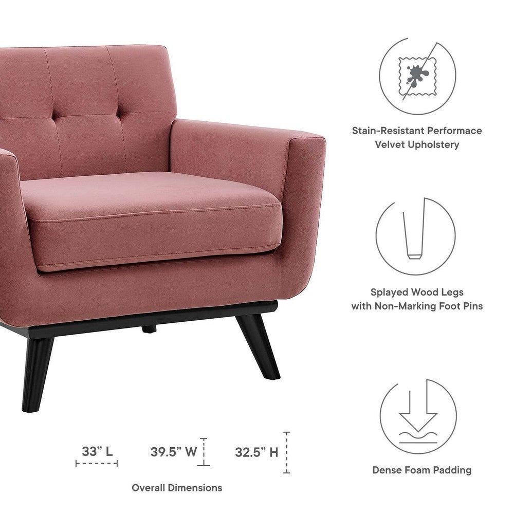 Engage Performance Velvet Armchair by Modway| Red