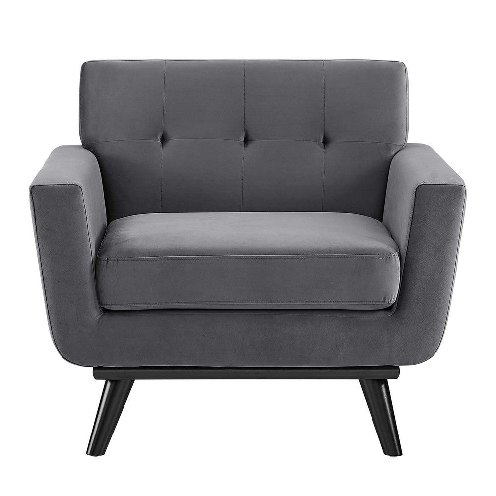 Engage Performance Velvet Armchair by Modway| Gray
