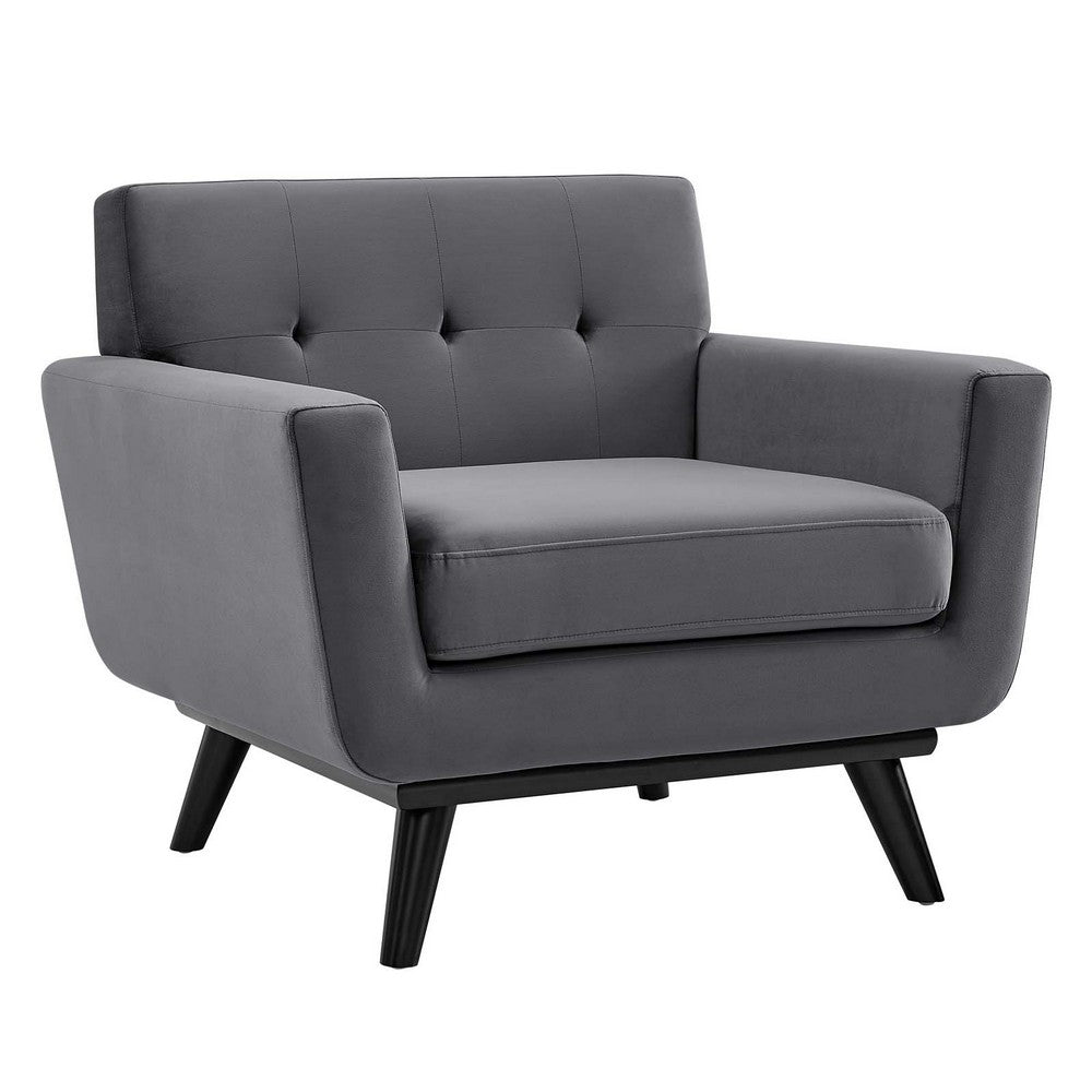 Engage Performance Velvet Armchair by Modway| Gray