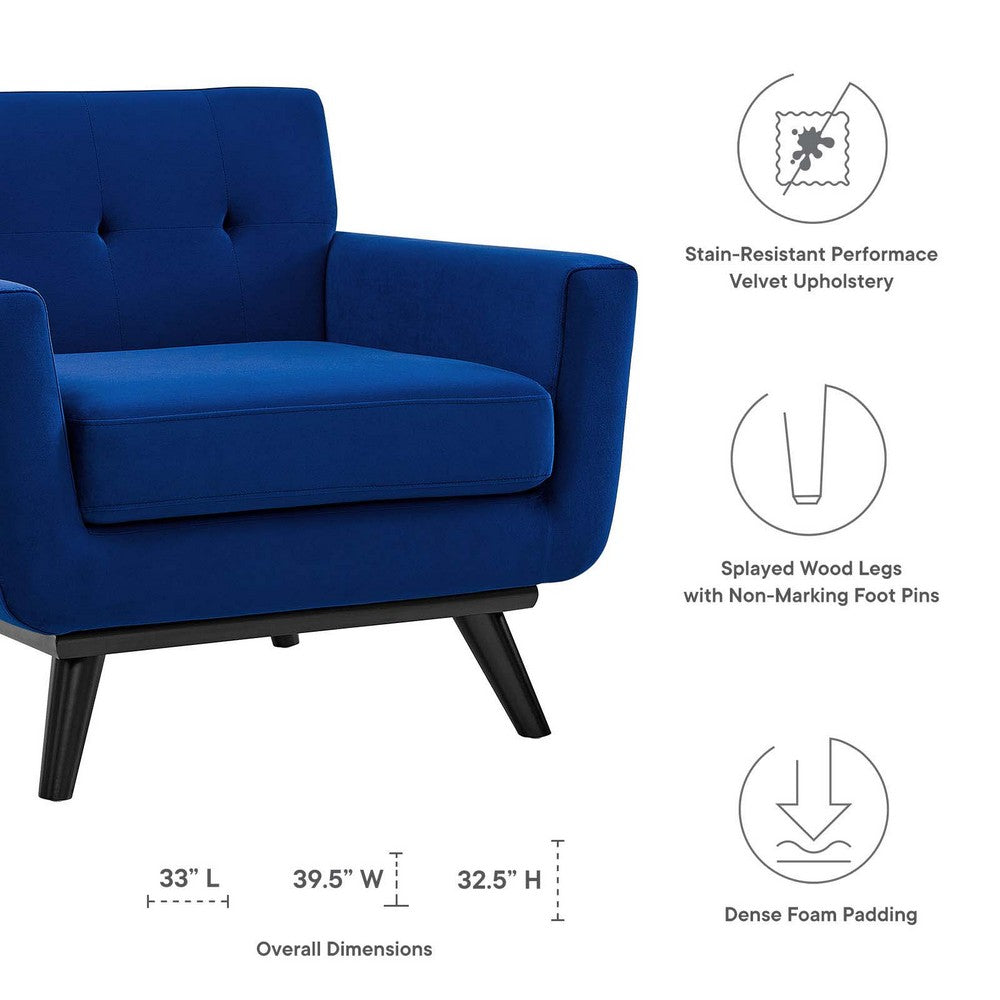 Engage Performance Velvet Armchair by Modway| Blue