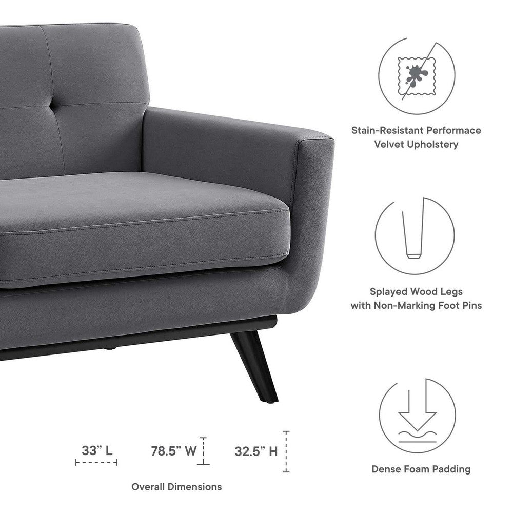 Engage Performance Velvet Loveseat by Modway| Gray