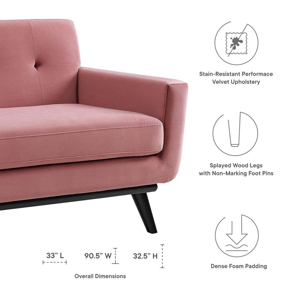 Modway Engage Performance Velvet Sofa Dusty Rose MDY-EEI-5600-DUS