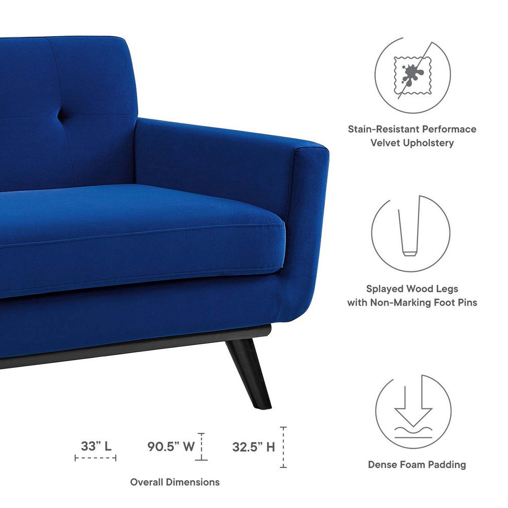 Engage Performance Velvet Sofa by Modway| Blue
