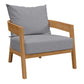 Modway Brisbane Teak Wood Armchair, Natural Gray