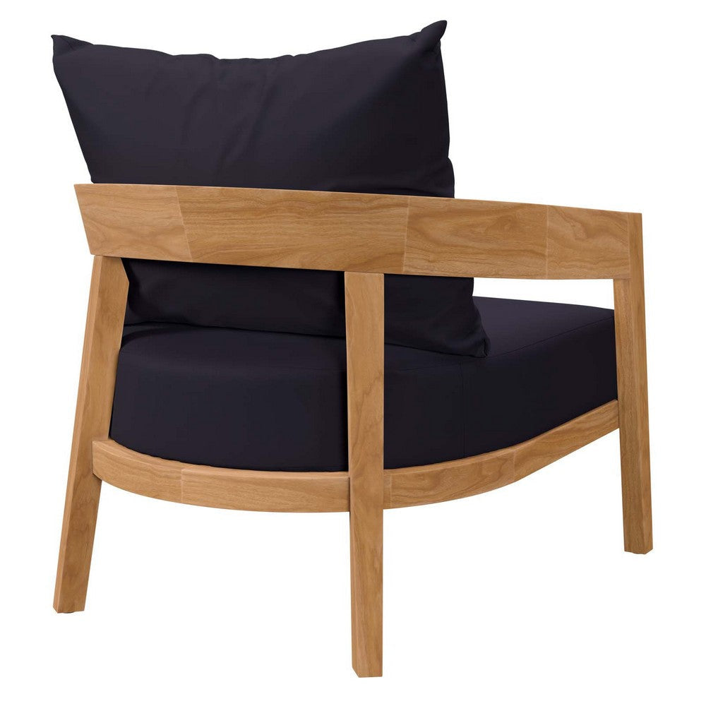 Modway Brisbane Teak Wood Armchair Natural Navy MDY-EEI-5602-NAT-NAV