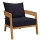 Modway Brisbane Teak Wood Armchair, Natural Navy