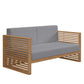 Modway Carlsbad Teak Wood Outdoor Patio Loveseat, Natural Gray