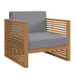 Carlsbad Teak Wood Outdoor Patio Armchair - No Shipping Charges