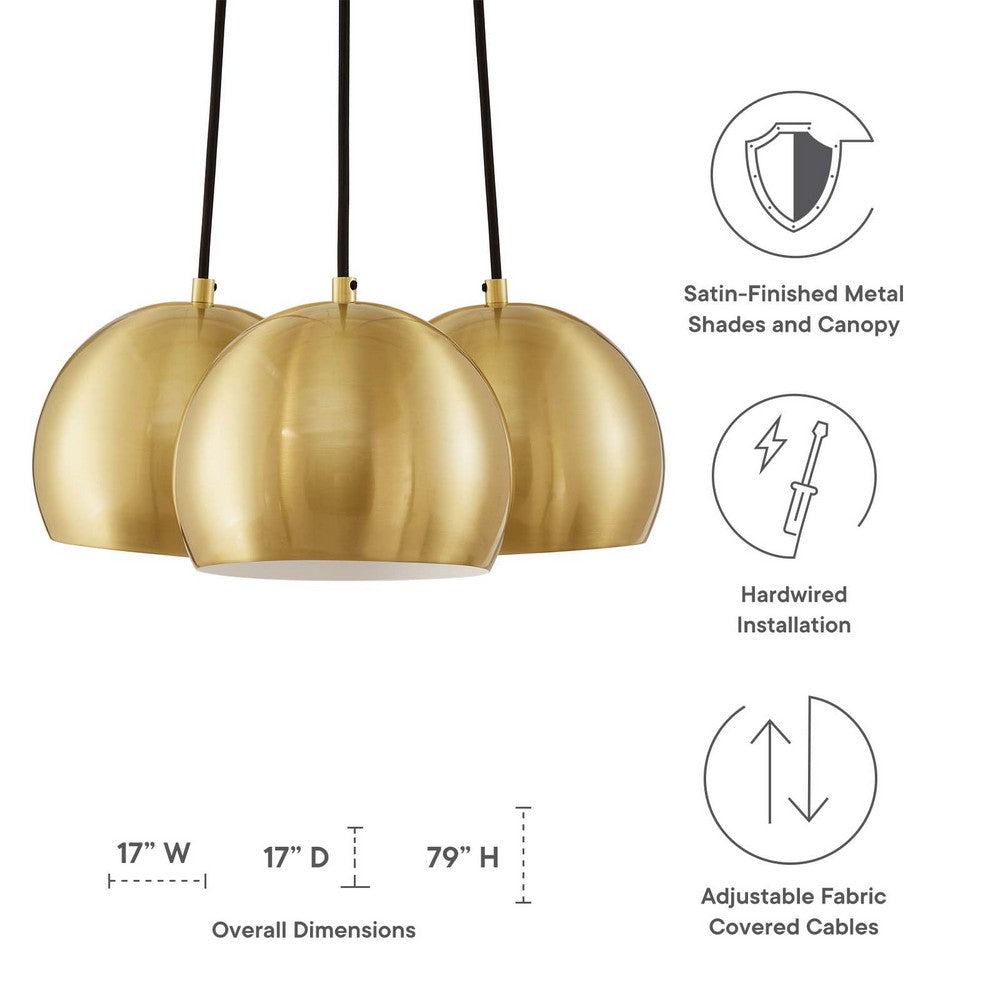 Chalice 3-Light Metal Pendant by Modway| Brown