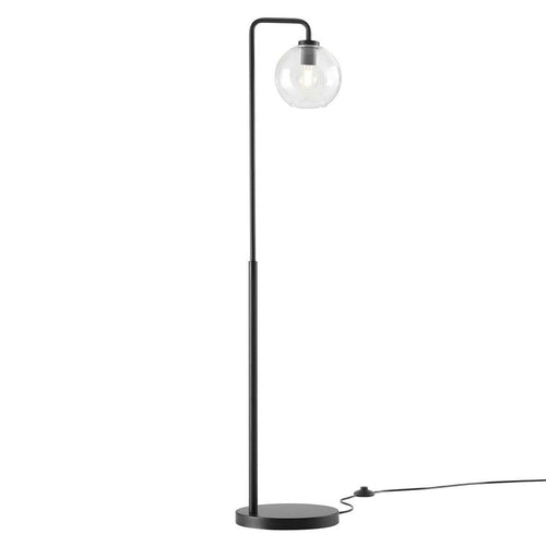 Modway Silo Glass Globe Glass and Metal Floor Lamp in Black