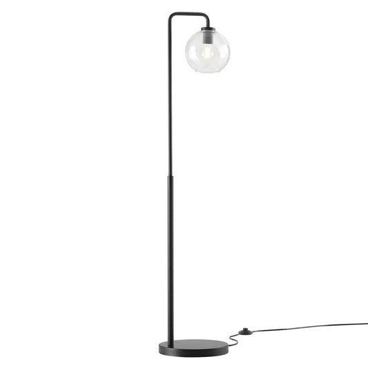 Modway Silo Glass Globe Glass and Metal Floor Lamp in Black