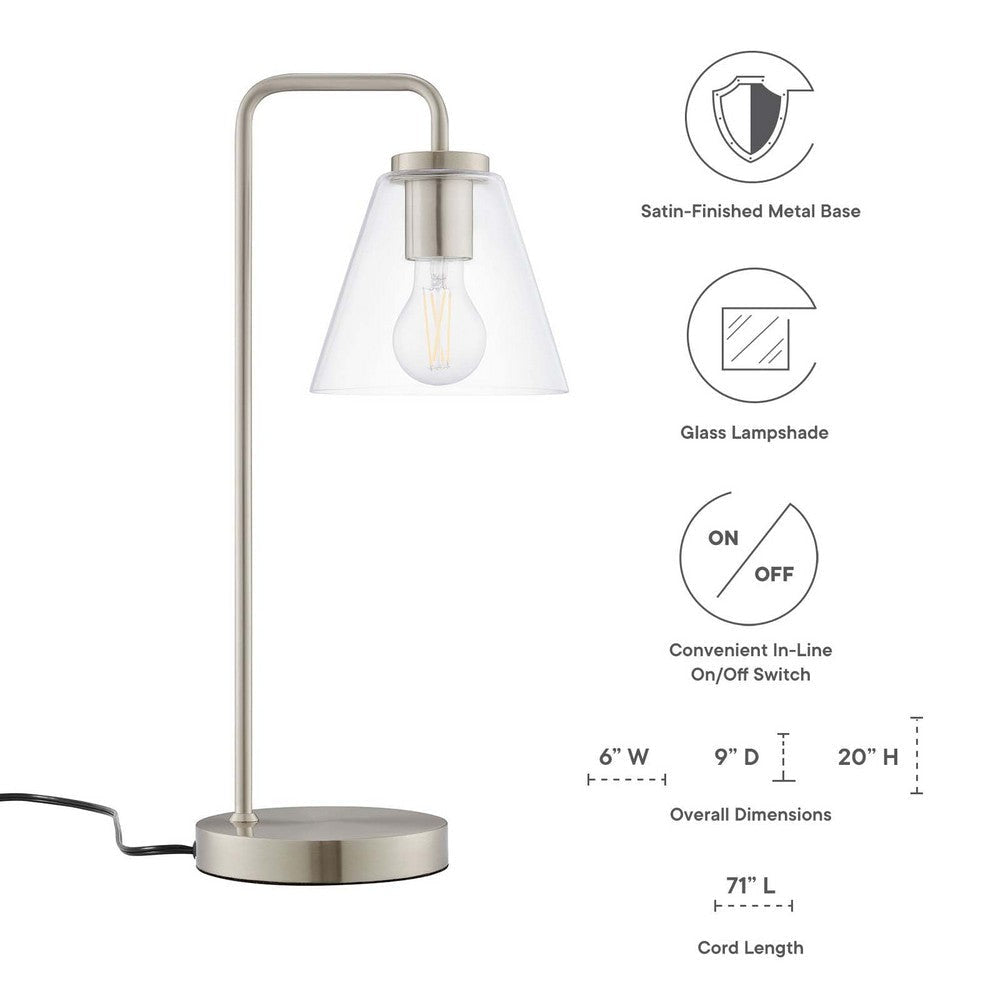 Modway Element Glass Table Lamp in Satin Nickel MDY-EEI-5619-SNL