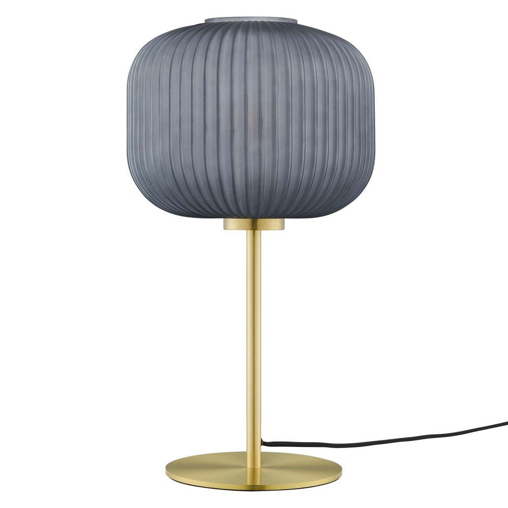 Modway Reprise Glass Sphere Glass and Metal Table Lamp in Black Satin Brass