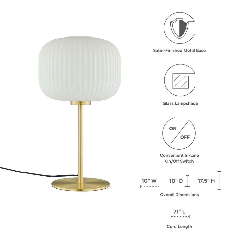 Modway Reprise Glass Sphere Glass and Metal Table Lamp in White Satin Brass MDY-EEI-5622-WHI-SBR