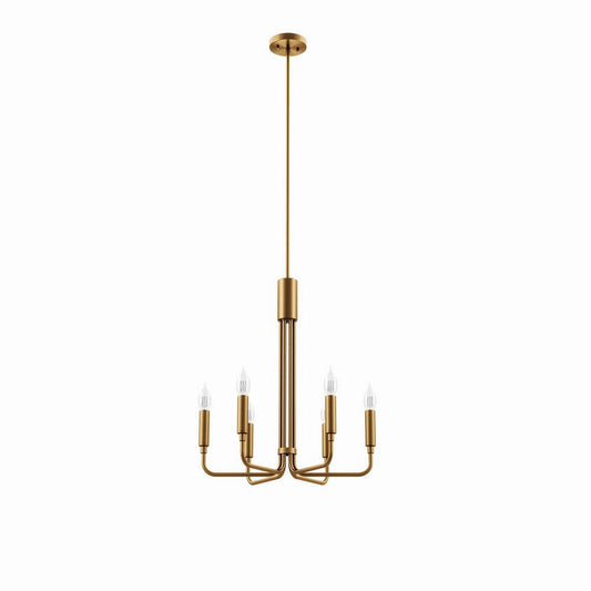 Modway Rekindle 6-Light Chandelier in Satin Brass