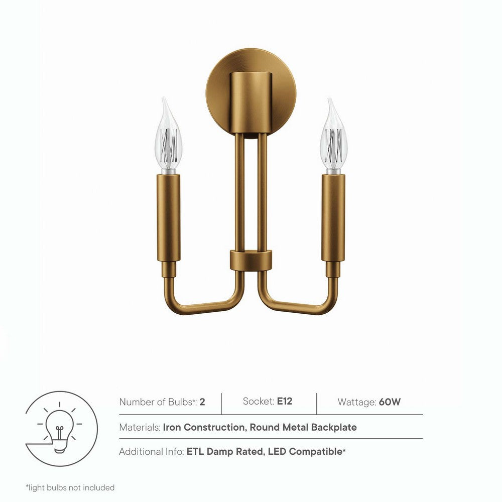Rekindle 2-Light Wall Sconce by Modway| Brown
