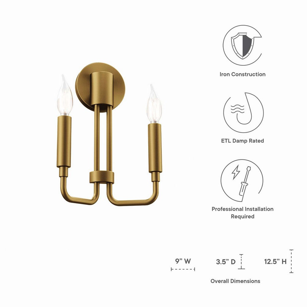 Rekindle 2-Light Wall Sconce by Modway| Brown