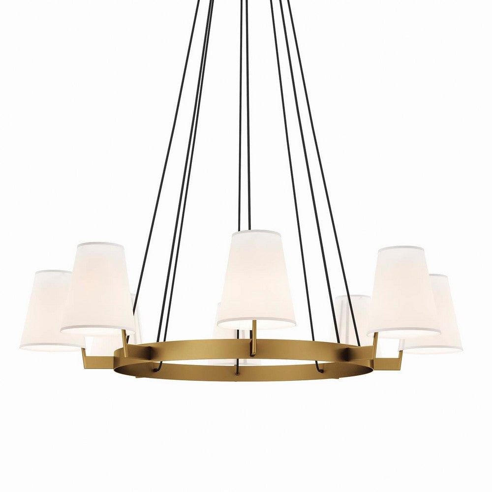 Modway Surround 8-Light Chandelier in White Satin Brass MDY-EEI-5641-WHI-SBR