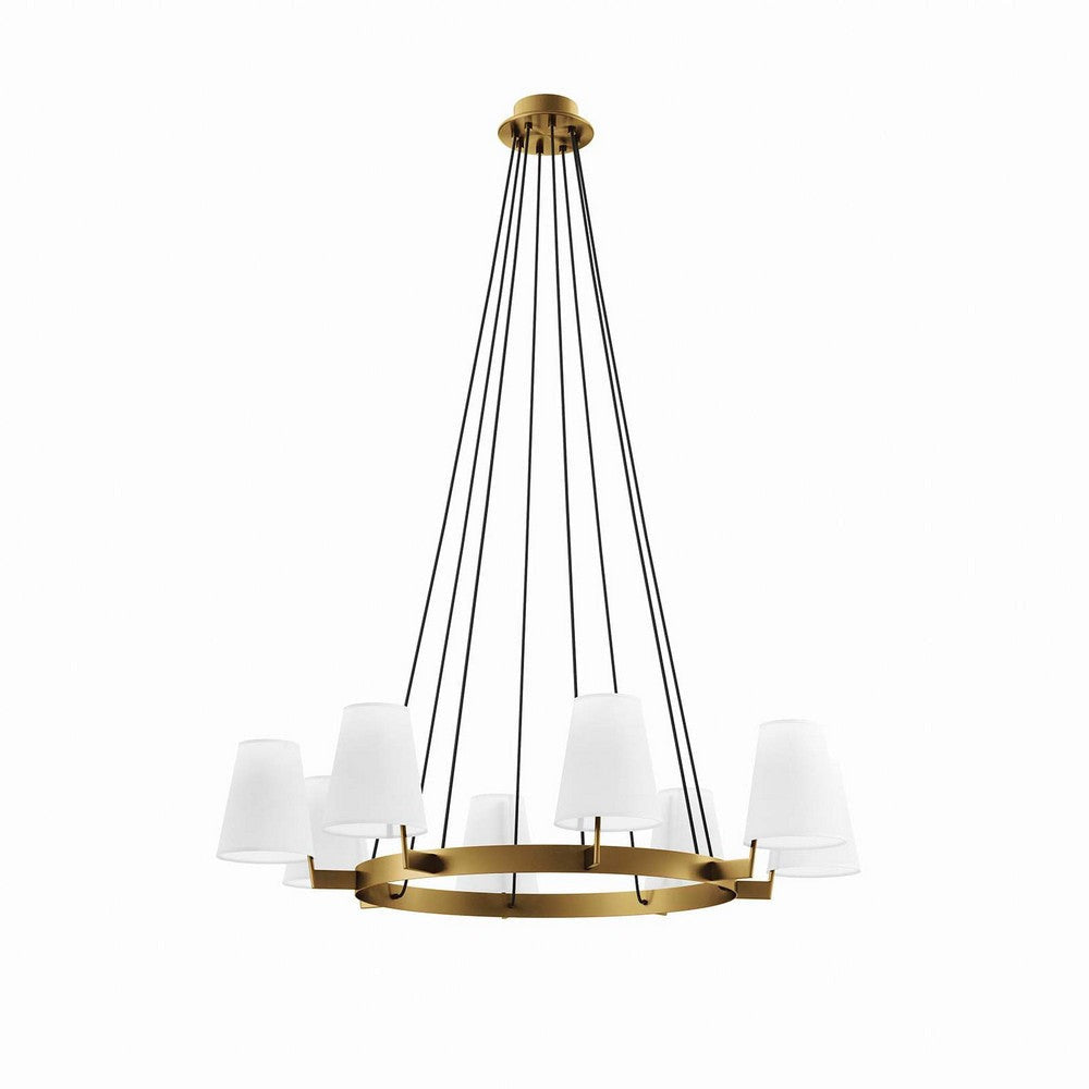 Modway Surround 8-Light Chandelier in White Satin Brass