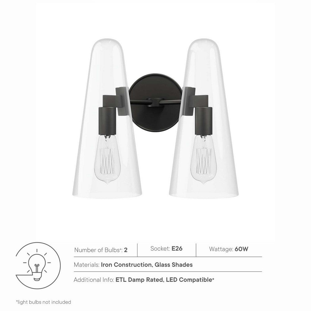 Beacon 2-Light Wall Sconce by Modway| Black