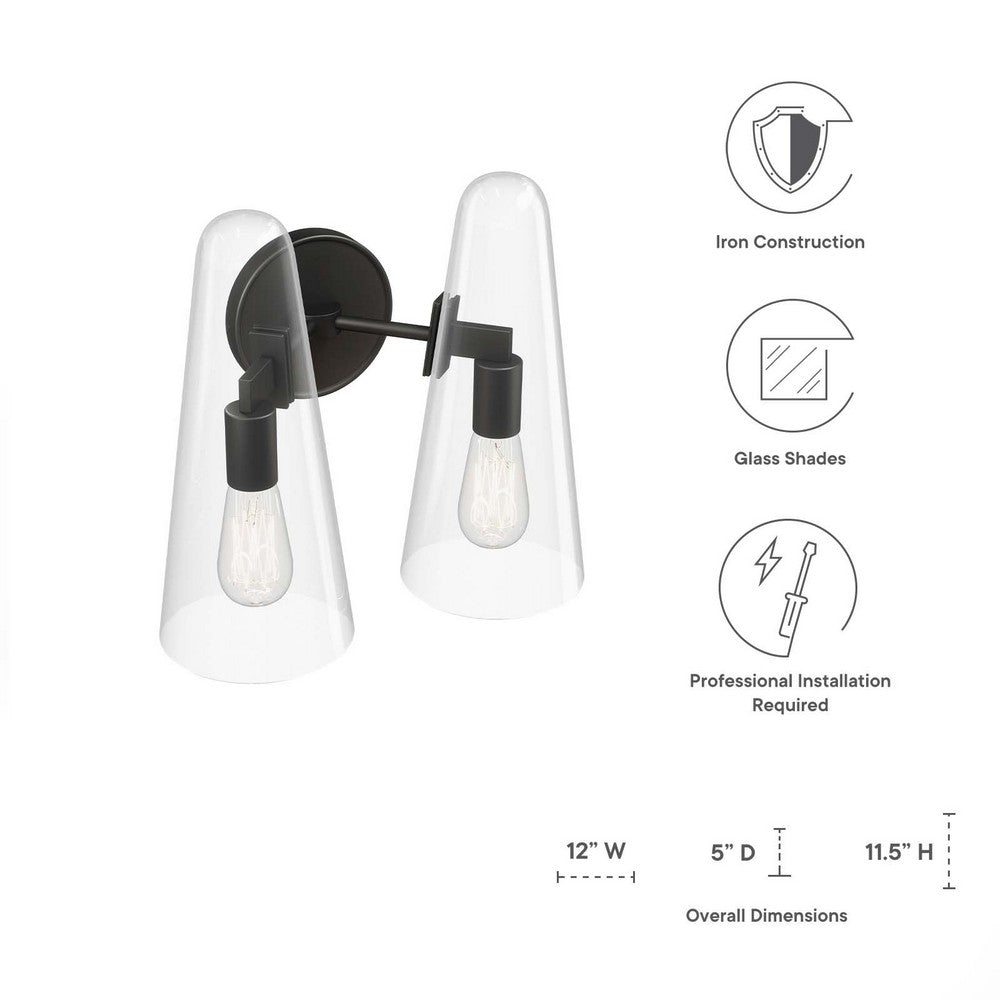 Beacon 2-Light Wall Sconce by Modway| Black