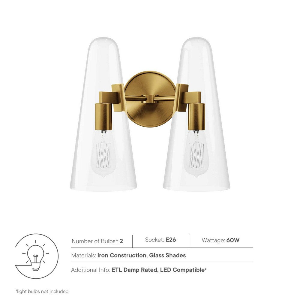 Beacon 2-Light Wall Sconce by Modway| Brown