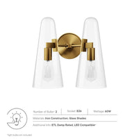 Beacon 2-Light Wall Sconce by Modway| Brown