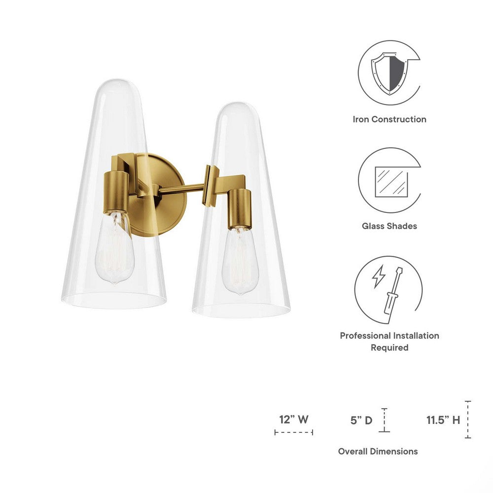 Beacon 2-Light Wall Sconce by Modway| Brown