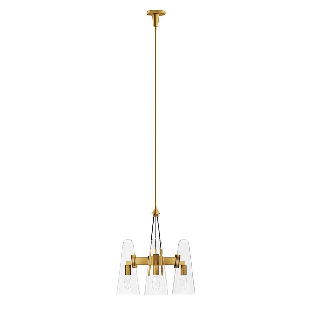 Beacon 3-Light Pendant Light in Clear Satin Brass MDY-EEI-5647-CLR-SBR