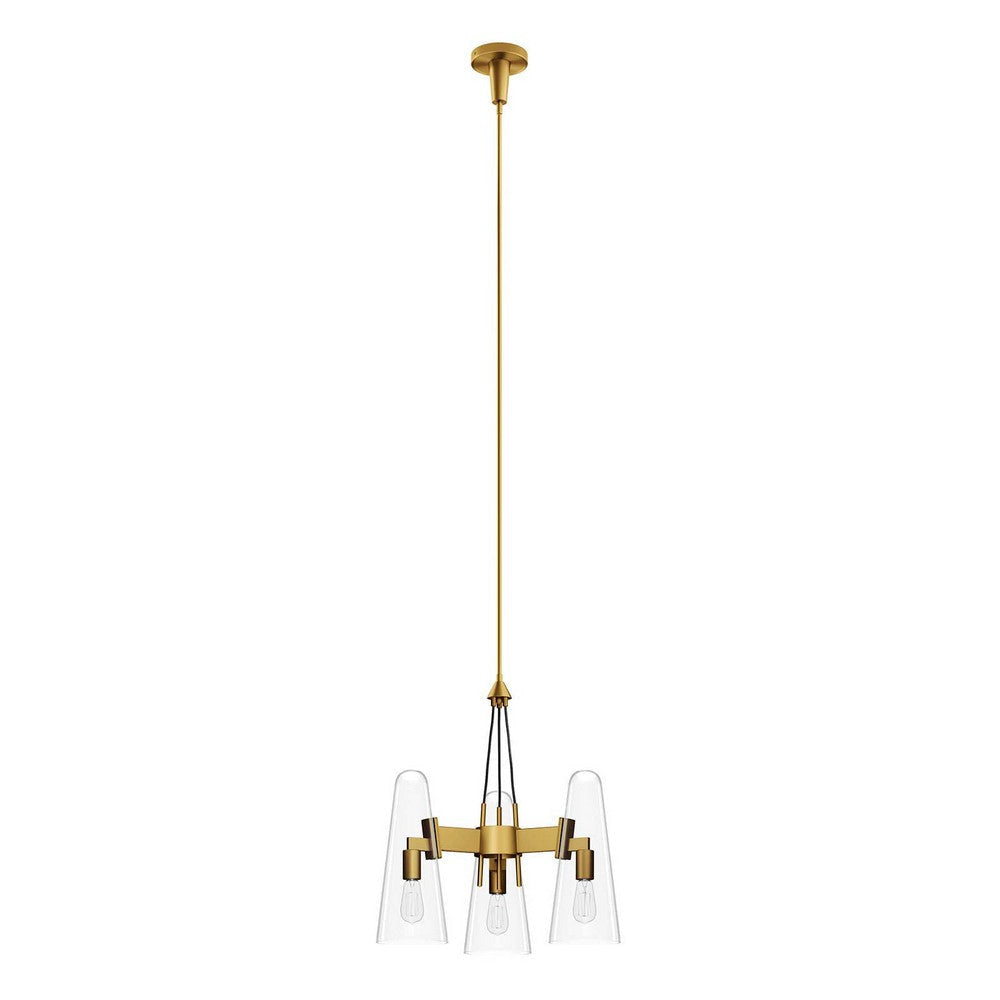 Beacon 3-Light Pendant Light in Clear Satin Brass